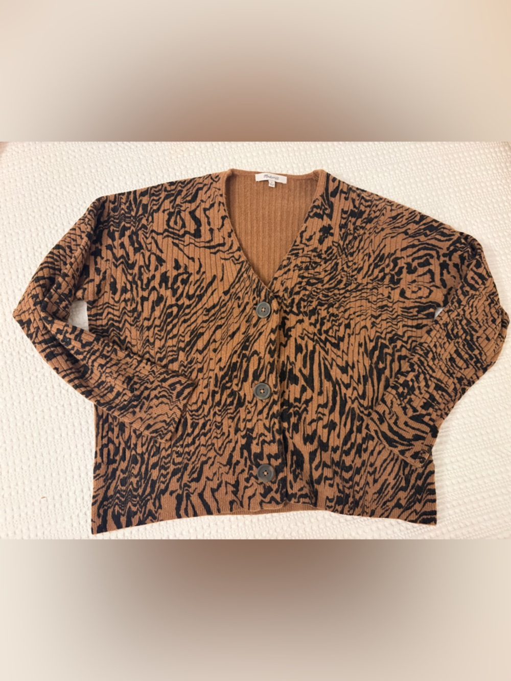 Madewell Cropped Ribbed Knit Top in Camel Brown